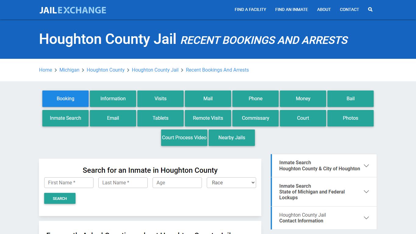 Houghton County Jail Recent Bookings And Arrests - Jail Exchange