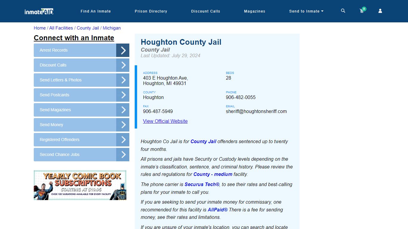 Houghton County Jail - Inmate Locator